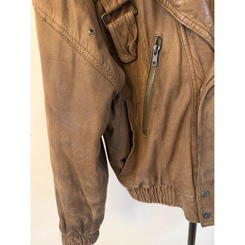 Vintage Wilsons Adventure Bound leather bomber jacket Men L Brown Insulated Zip - Picture 3 of 12
